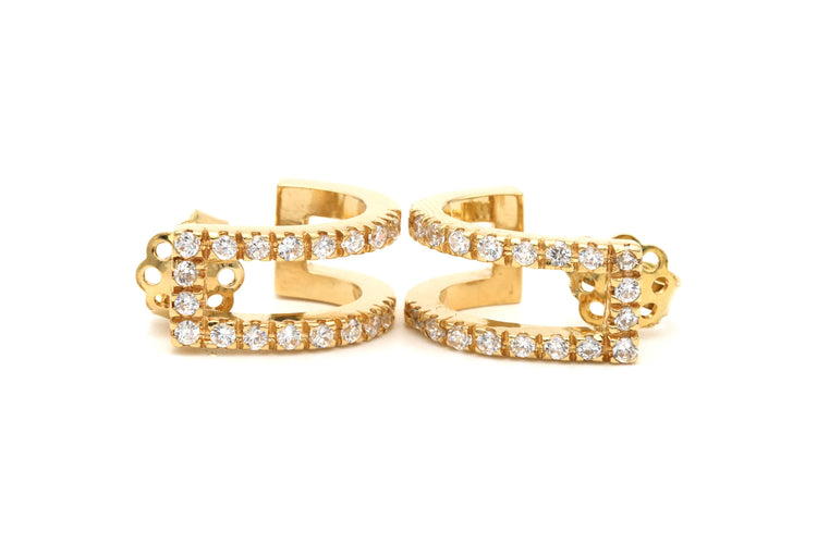 Boucles d'oreilles Boucles d'oreilles contemporaines en or jaune 18 carats serties de diamants "taille" brillant (+-0.45ct) 58 Facettes B487