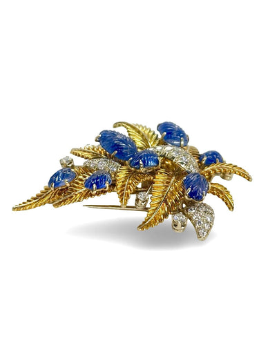 Broche Broche Missiaglia or jaune saphirs et diamants 58 Facettes 1254