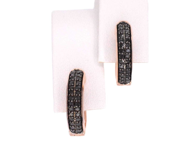 Boucles d'oreilles Boucles d'oreilles en or rose avec diamant noir 58 Facettes 2226