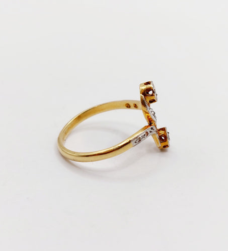 Bague 53 Bague toi et moi antique en or 18k et diamants taille roses 58 Facettes A06396