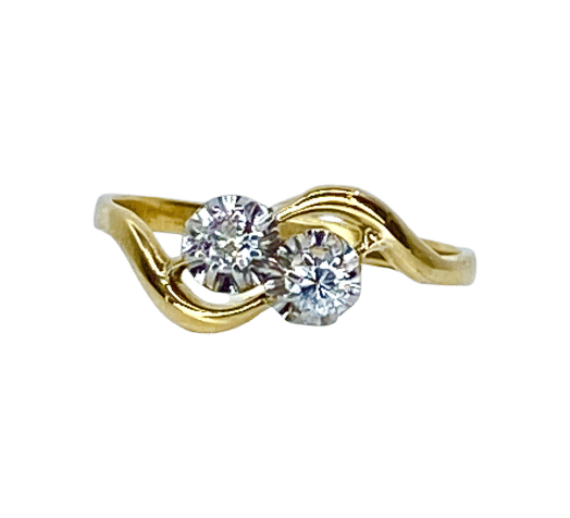 Bague toi et moi or jaune et blanc diamants