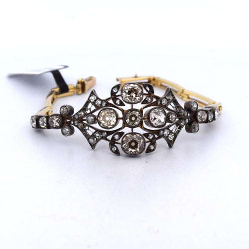Bracelet Bracelet ancien en or rose et argent avec diamants 58 Facettes