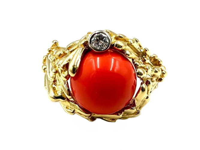 Bague 57 GILBERT ALBERT. Bague or jaune, diamant et billes interchangeables 58 Facettes