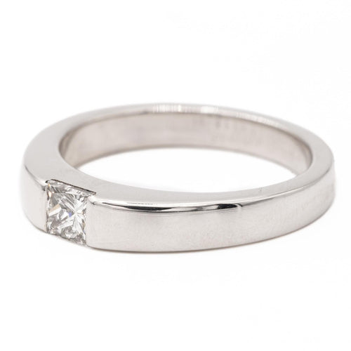 Bague 49 Cartier Bague Solitaire Tank Or blanc Diamant 58 Facettes 2308539CN