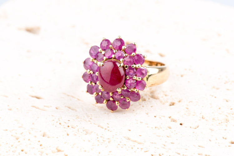 Bague 52 Bague fleur rubis 3,35 ct en or jaune 18K 58 Facettes BGRUBIOC583-107