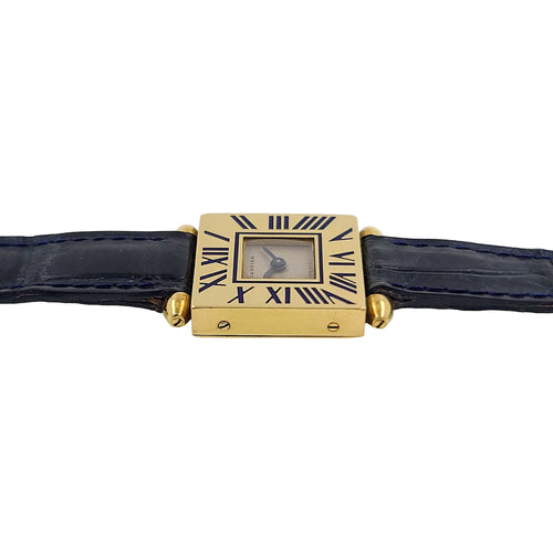 Montre Rare! - CARTIER - Quadrant Blue Enamel watch 58 Facettes