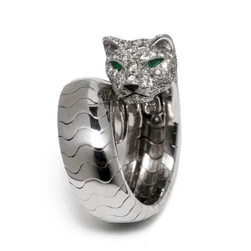 Bague 51.5 Cartier - Bague Panthère Or Blanc Diamants "Lakarda" 58 Facettes 2.18804