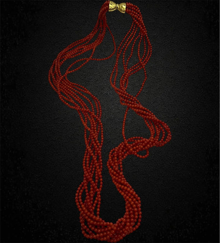 Collier Collier long multi-rangs en corail rouge méditerranéen 58 Facettes