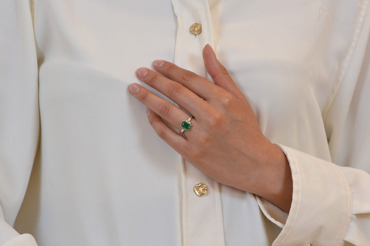 Bague 54 Bague émeraude de 1,40cts et diamants 58 Facettes 23713-26635