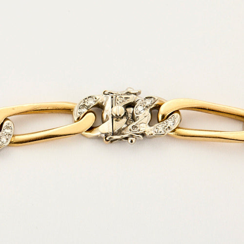 Collier Collier maille figaro en or jaune et gris, et diamants 58 Facettes CAN1120