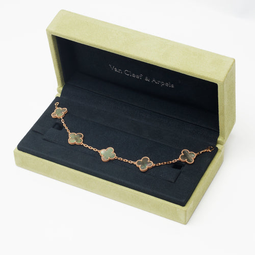 Bracelet Bracelet Van Cleef & Arpels Special Order Vintage Alhambra 5 motifs nacre grise en or rose 58 Facettes