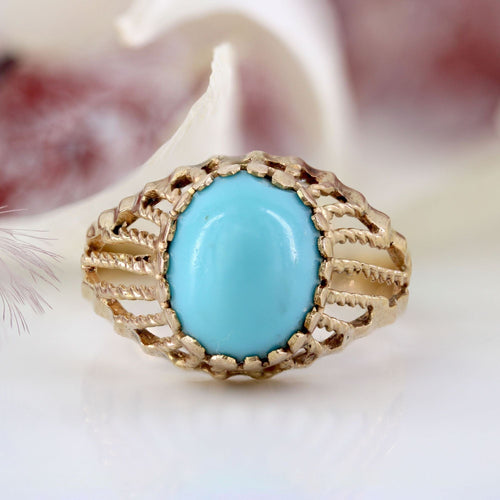 Bague 51 Bague or dôme torsadé pierre turquoise 58 Facettes CV140