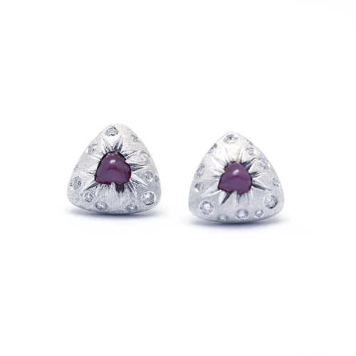 Boucles d'oreilles Boucles D'Oreilles - Or blanc, Rubis Et Diamants 58 Facettes 220372R