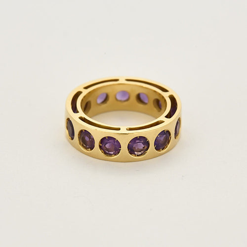 Bague 53 Alliance en or jaune et améthyste 58 Facettes REU0769