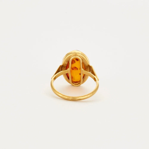 Bague 53.5 Bague or jaune et Ambre 58 Facettes
