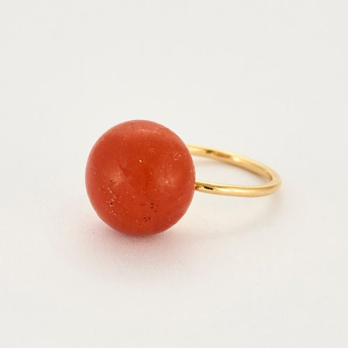 Bague 49 Bague or jaune et perle de corail 58 Facettes ASN0350