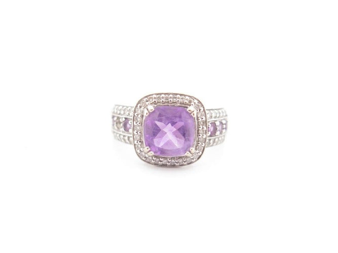 Bague 55 bague MATY or blanc amethyste et diamants 58 Facettes 259030