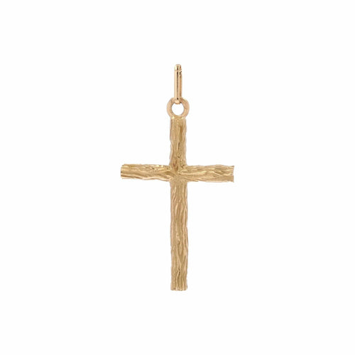 Collier Croix or jaune texturé 58 Facettes 24-327F
