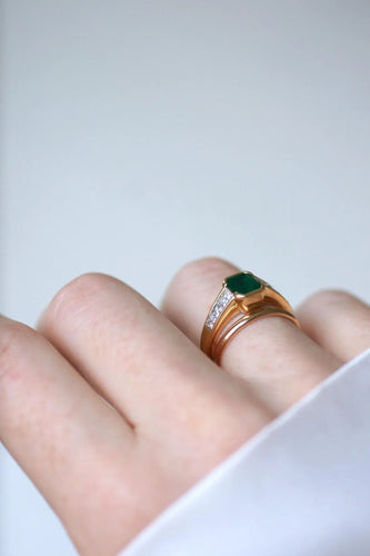 Bague 52.5 Bague or jaune émeraude et diamant Princesse 58 Facettes