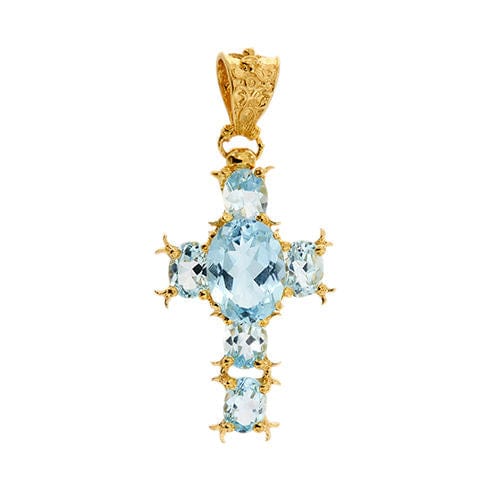 Pendentif Pendentif croix avec topazes 58 Facettes 1885