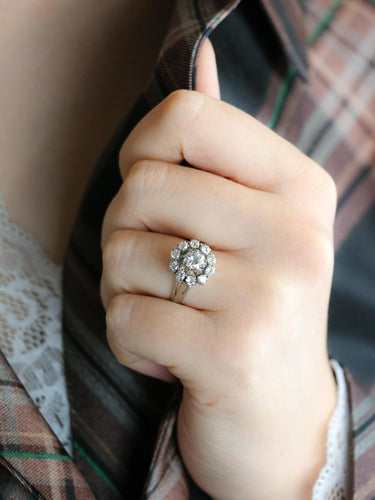 Bague marguerite or blanc diamants 1,10 ct