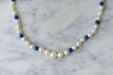 Necklace Cultured pearl and lapis lazuli necklace in yellow gold 58 Facettes