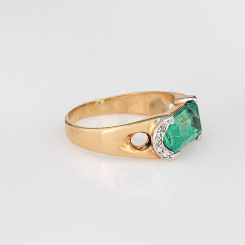 Bague Bague vintage des années 70 avec diamant émeraude de 1,75 ct, taille 7, or jaune 18 carats, bijoux fins 58 Facettes G14062