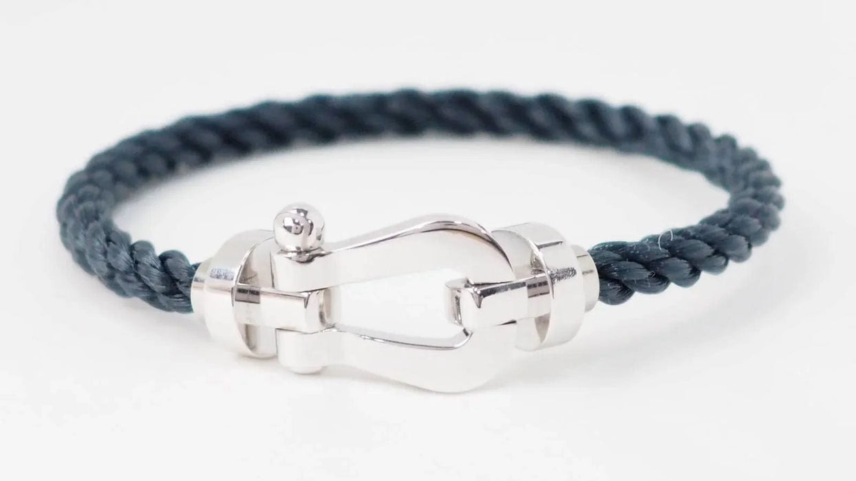 Bracelet Fred - Bracelet "Force 10" GM "Roland Garros" en or blanc et grenat 58 Facettes 32726