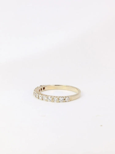 Bague 51 Demi-Alliance américaine en or blanc et diamants 0,48 ct 58 Facettes J117