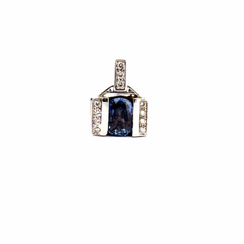 Pendentif Pendentif Or Blanc Saphir & Diamants 58 Facettes