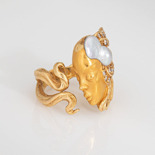 Bague Bague Déesse Carrera y Carrera, taille 4, or jaune 18 carats, perle Biwa, diamants 58 Facettes G13961