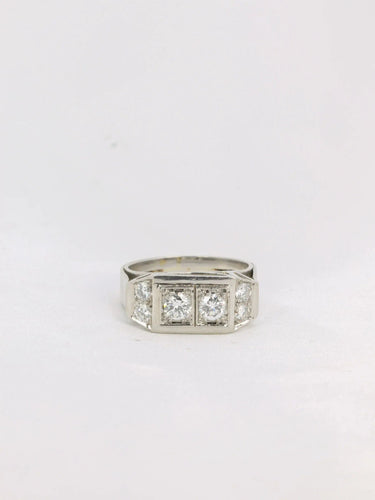 Bague Bague géométrique or blanc platine diamants 58 Facettes J195