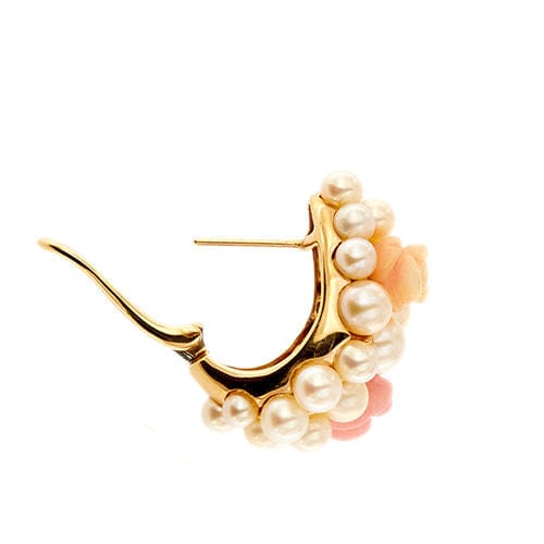 Boucles d'oreilles Boucles d'oreilles avec perles et coraux roses 58 Facettes 38665