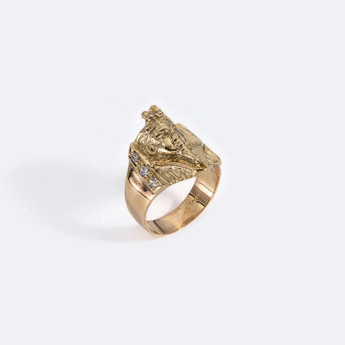 Bague 17 / Oro Giallo Anello con sfinge e brillanti 58 Facettes ANL464