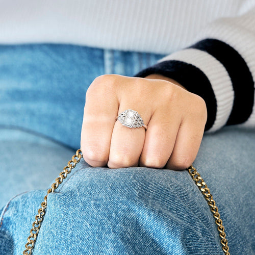 Bague 55 Bague or gris et diamants 58 Facettes PER15083