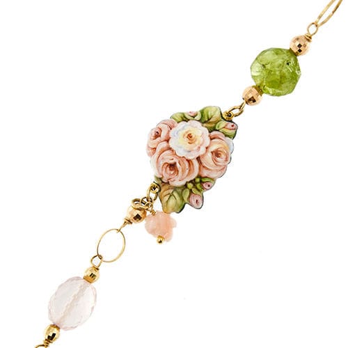 Bracelet avec fleur en émail et pierres précieuses