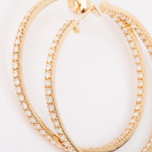 Boucles d'oreilles Créoles en diamants sur or jaune 58 Facettes 1