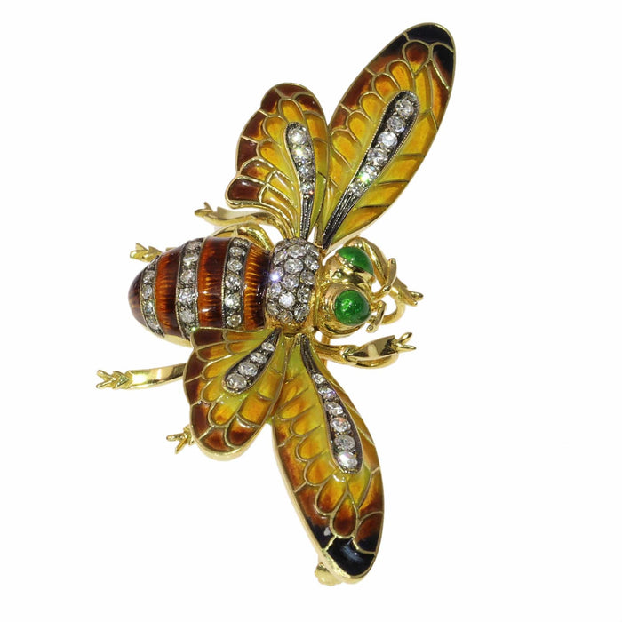 Broche Vintage Bee Brooch-Pendant with Plique-à-Jour Enamel and Trembling Wings 58 Facettes 24263-0277