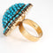 Bague 54.5 Bague dôme victorienne antique en or jaune, turquoise et perle 58 Facettes G14117