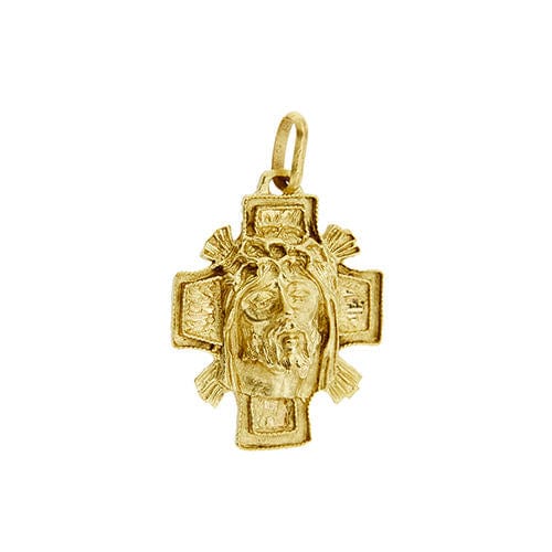 Pendentif en or jaune avec croix et Christ