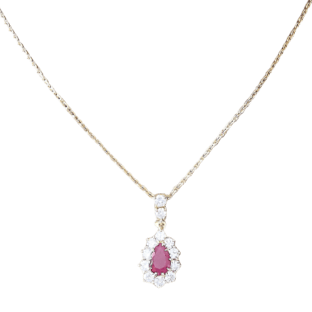 Necklace Necklace/Pendant Yellow Gold, Ruby & Diamonds 58 Facettes AA 1581