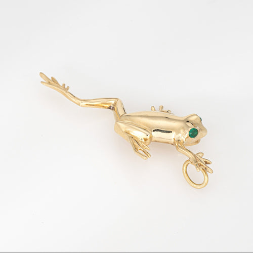 Pendentif Pendentif grenouille vintage en or jaune, yeux émeraude 58 Facettes G13982
