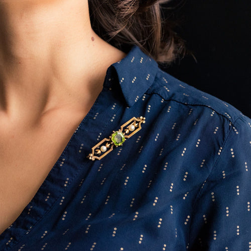 Broche Broche ancienne Péridot Perles fines 58 Facettes 20-390