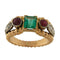 Bague Bague vintage en or jaune et blanc sertie d'une émeraude de 0,72 carat, de rubis et de diamants. 58 Facettes G3880