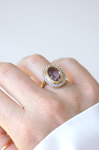 Bague 56 Bague Style Art Déco Améthyste et Diamants 58 Facettes