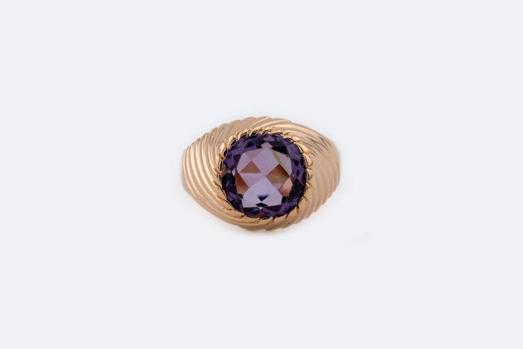 Bague Oro Giallo / 20 Bague vintage en or jaune avec améthyste 58 Facettes ANL822