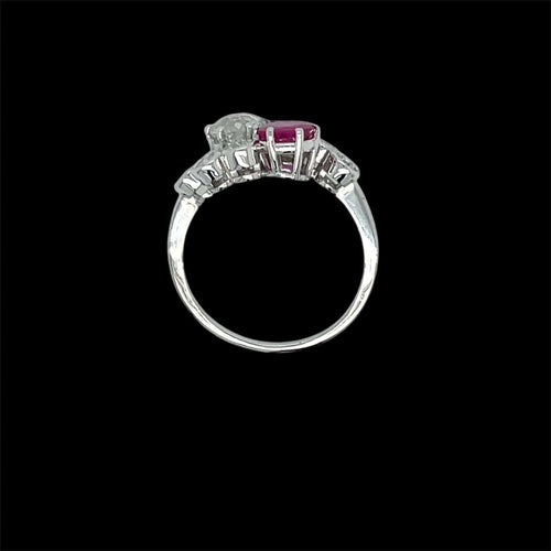 Bague Victorian Certified Natural Unheated Ruby Diamond Vous et Moi Ring 58 Facettes