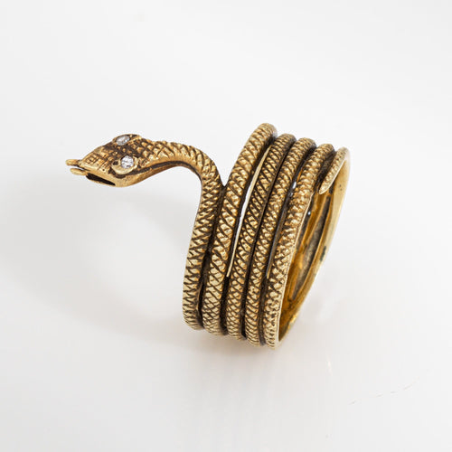 Bague Bague serpent vintage en or jaune 18 carats, 5 spires, taille 6, bijou serpent 58 Facettes G14136