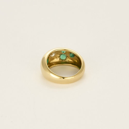 Bague 48 Bague jonc en or jaune, diamant et émeraudes 58 Facettes DIE1614X3