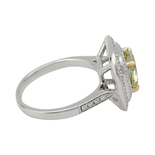 Bague 55 Bague or blanc, diamants et d'un diamant jaune de 2 carats 58 Facettes 31972